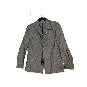 Mens Dapper 7 Gray Lightweight Linen Blazer Jacket With Pockets 42